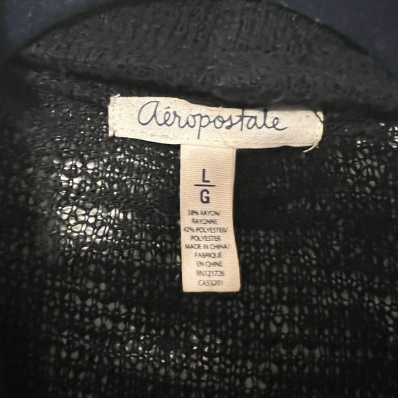 Large black slouchy cardigan long sleeve semi sheer open - Picture 7 of 8